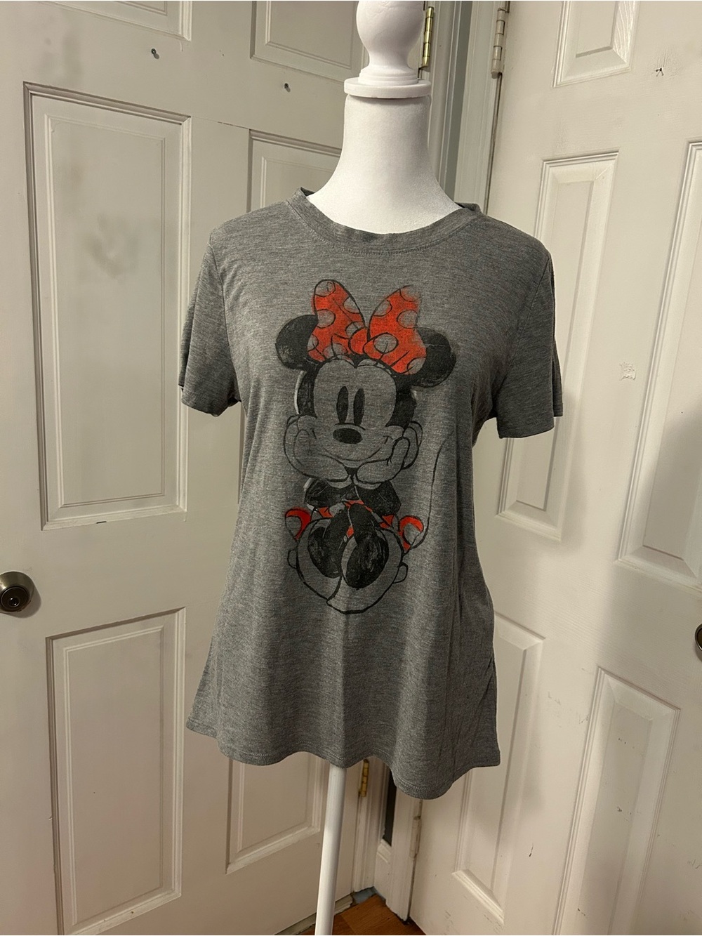 Disney Woman’s Gray Minnie Mouse Short Sleeve T-Shirt